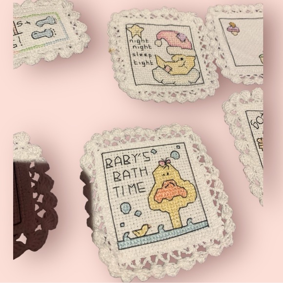 Handmade Cross Stitched Baby Milestone Cards - Picture 4 of 6